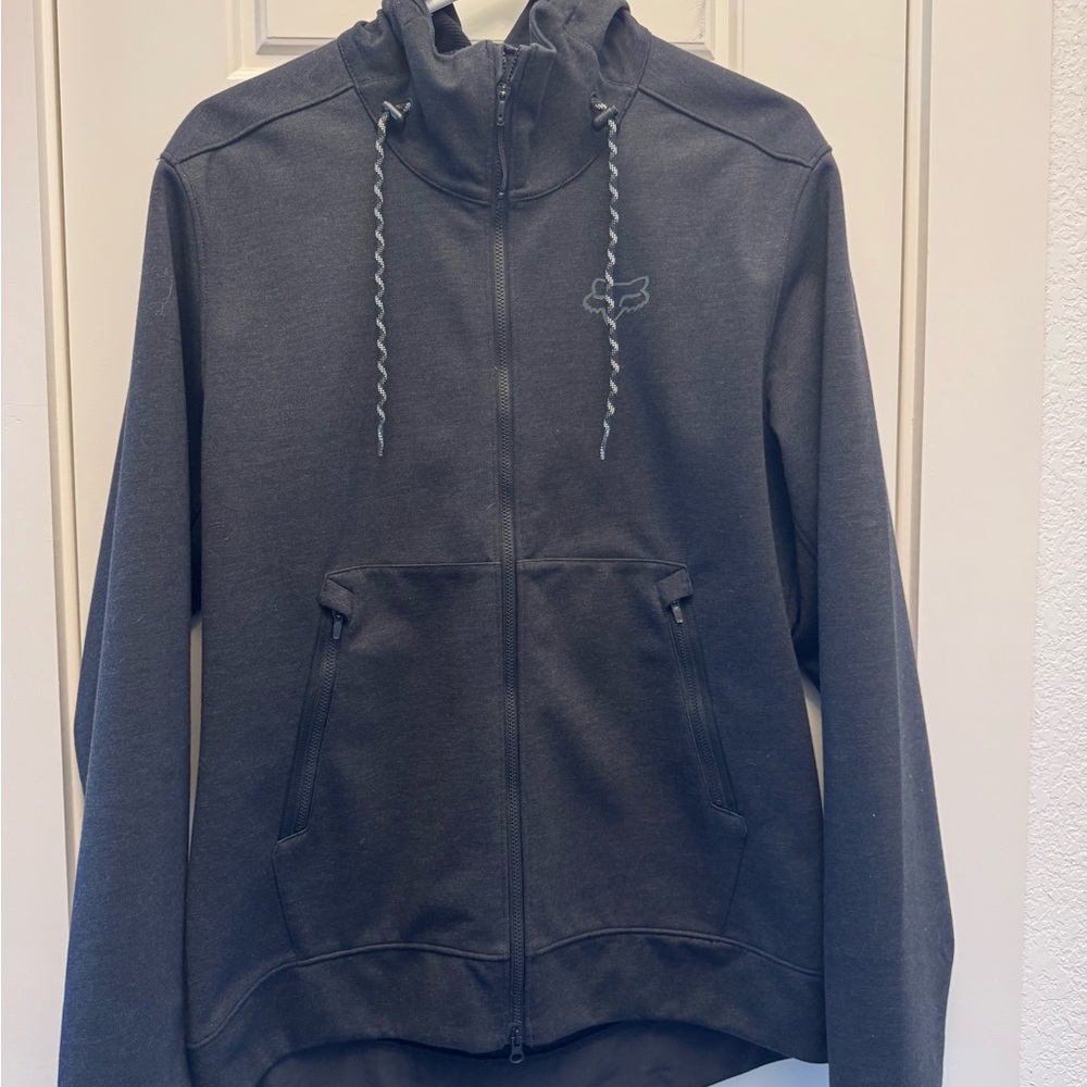 Fox Racing Ranger Fire Jacket Mens Medium Black Soft Shell Full Zip Hoodie